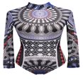 thumbnail image 1 of PENGXIANG Body Stretch à Imprimé Tribal pour Femmes, Transparent, Manches Longues en Maille Transparente, 1 of 3
