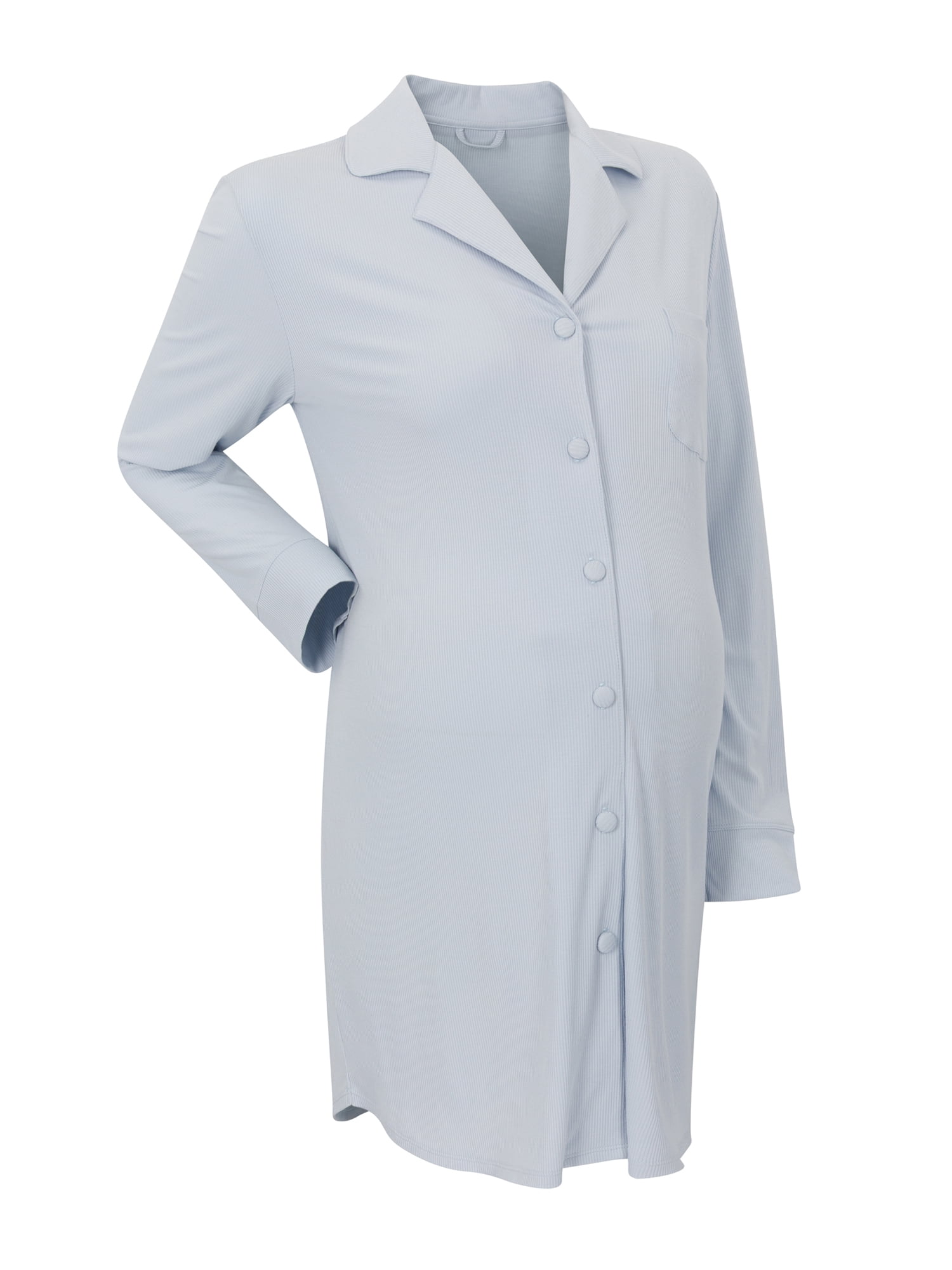 Ingrid & Isabel For Every Belly Women's Maternity Rib Button Down Sleepshirt, Sizes S-XXXL