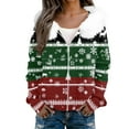 thumbnail image 5 of Women's Fashion Casual Sweater Zipper Cardigan, Christmas Striped Print Plush Hooded Jacket for Festive Seasonal Outfits and Comfort,Green,S, 5 of 6