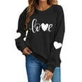 thumbnail image 2 of BLTIBY Valentine Sweatshirts for Women Love Heart Graphic Sweater Long Sleeve Crew Neck Pullover Blouse Fashion Casual Valentines the Day Tops Black 2 S, 2 of 9