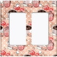 thumbnail image 2 of Metal Light Switch Wall Plate Outlet Cover (Coffee Mocha Espresso Heart Cupcake Macaron Flower Bouquet Pink - Double Rocker), 2 of 2