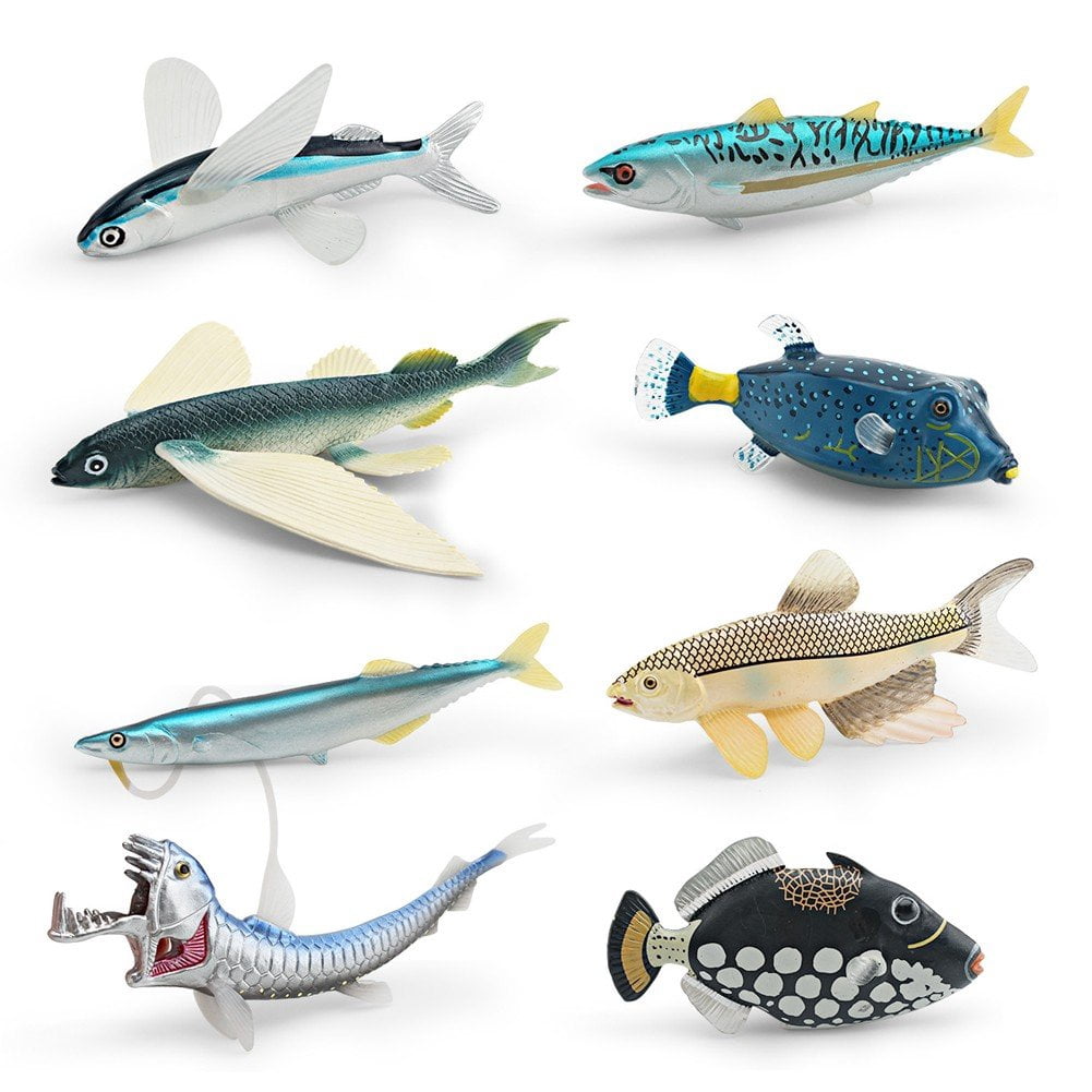 Jiibva 8PCS Marine Animal Models Deep Sea Animal Figurines Desktop Simulation Sea Fish Model Figures for Party Favor