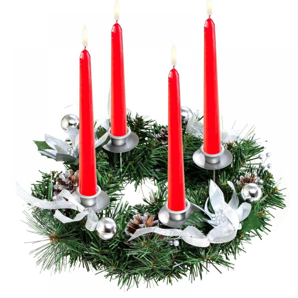 4 x Glass Round Purple Wreath Connector Heavy Candle Holder for Advent Wreath 