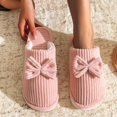 thumbnail image 4 of Women's Bow Slippers Lightweight Comfortable Soft Warm Indoor Home Footwear Fall Winter, 4 of 4