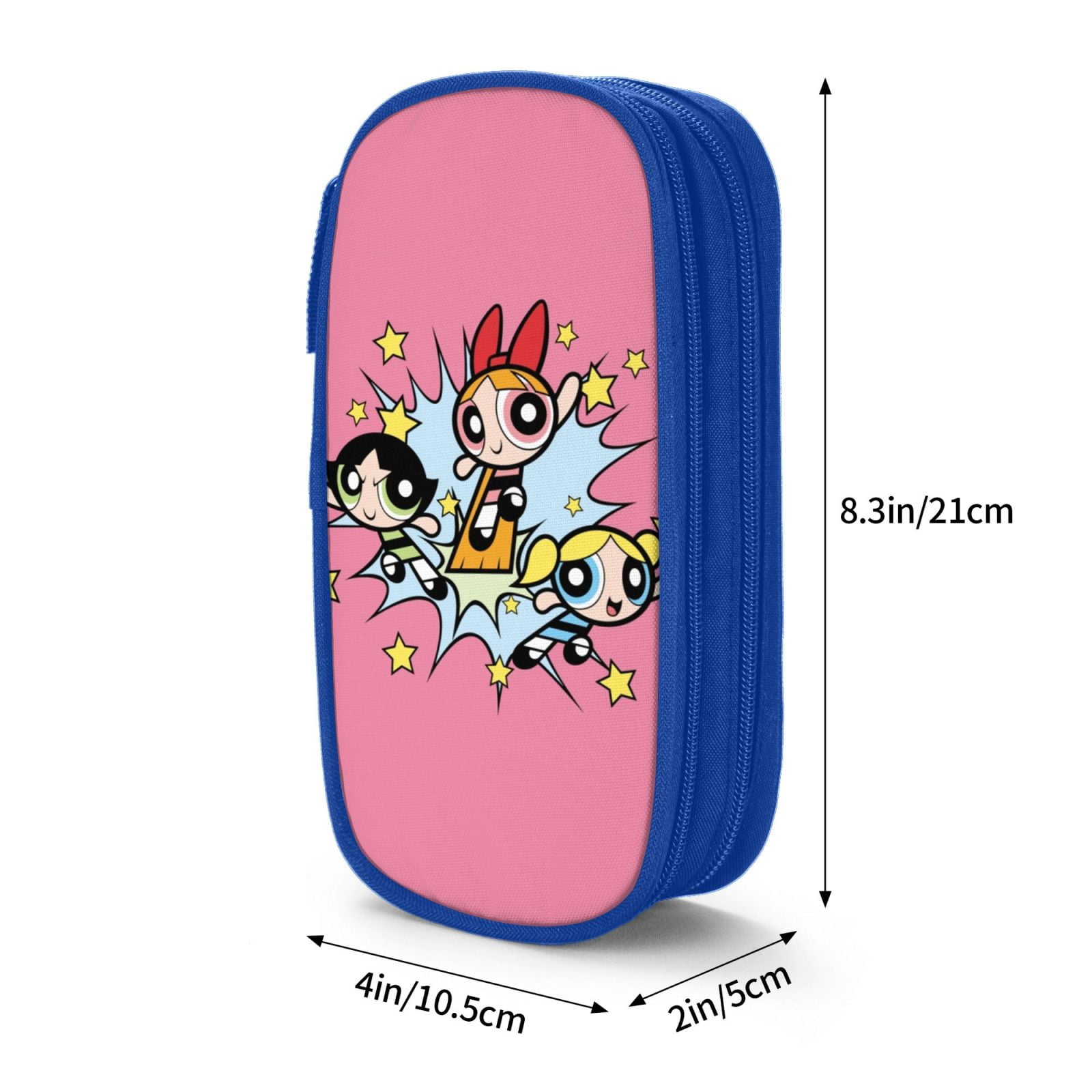 The Powerpuff Gi-rls Pencil Case Large Capacity Pencil Pouch Penbag Office Stationery Organizer Travel Makeup Bag Blue