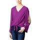 thumbnail image 1 of Rachel Roy Blusa de punto con lazo en la parte delantera para mujer, Púrpura, Grande, 1 of 1