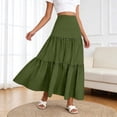 thumbnail image 3 of Maxi Flowy Skirts for Women Summer High Waisted A Line Tiered Pleated Cute Boho Long Skirt, 3 of 7