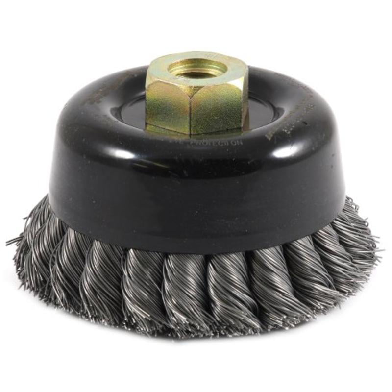 Forney 72868 Wire Cup Brush Industrial Pro 4 x .020 Wire with 5//8-11 Arbor Double Row Twisted//Knotted Wire