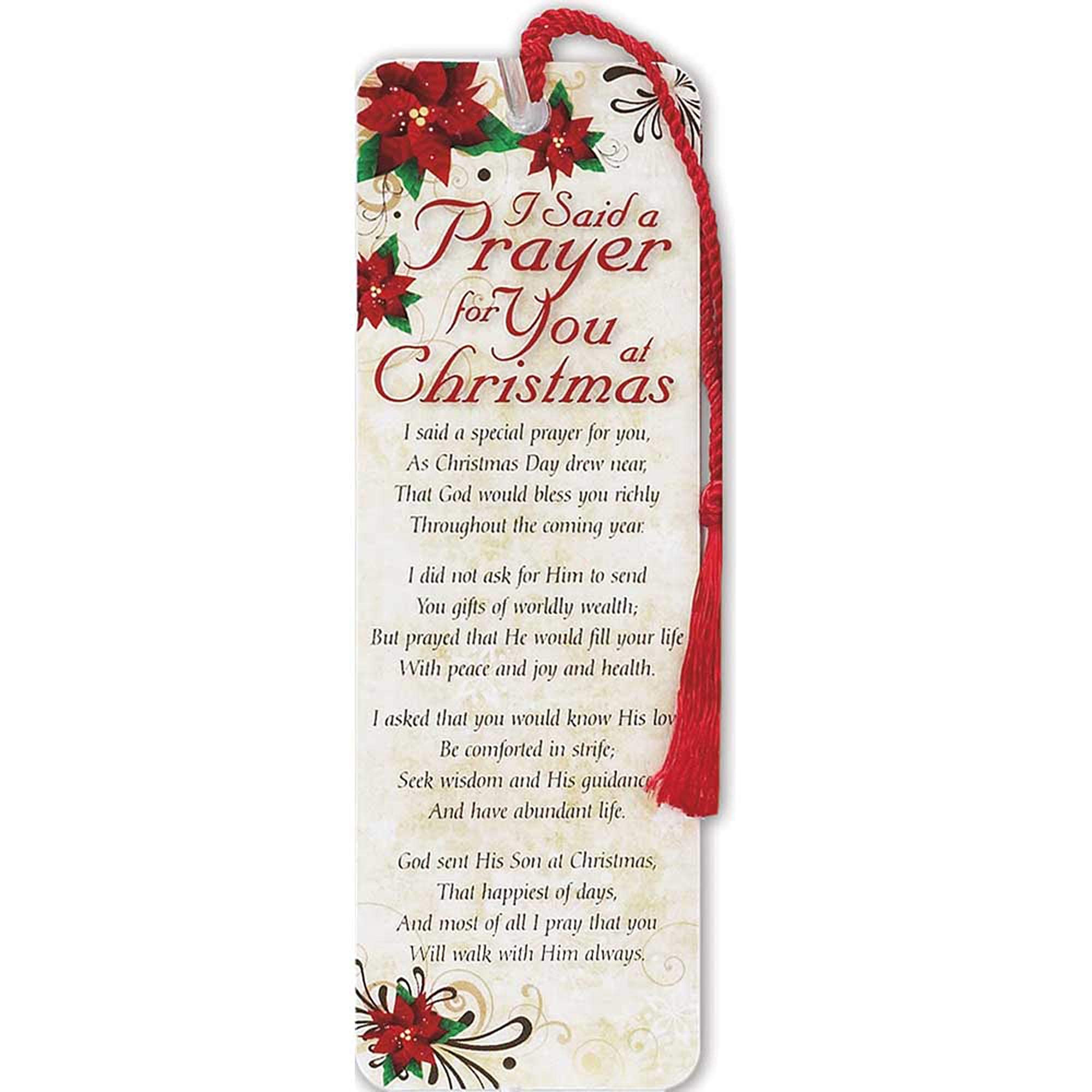 Dicksons I Said A Prayer Poinsettia Red 2 x 6 Cardstock Christmas Tassel Bookmark, Pack of 12