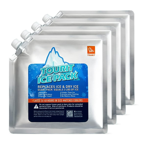 Paquete de hielo TOURIT reutilizable para refrigeradores, juego de 4