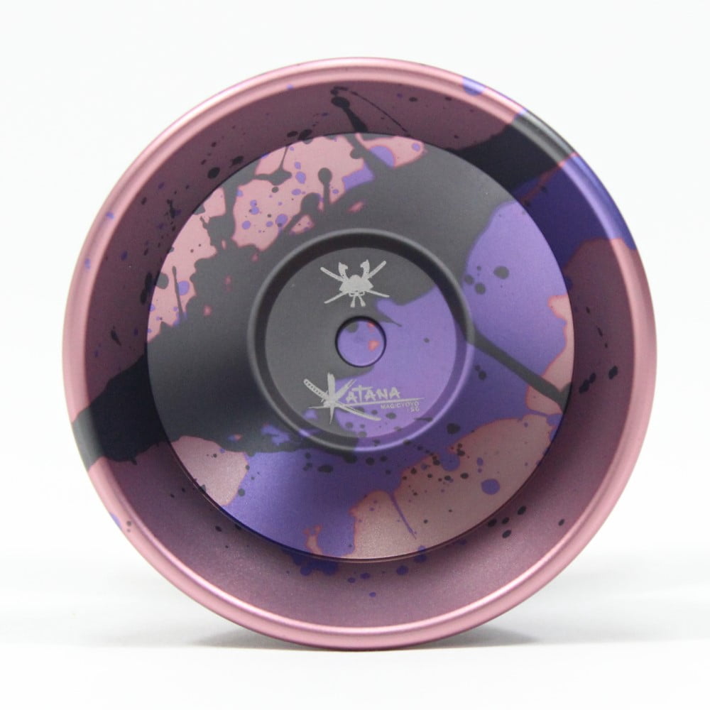 MAGICYOYO x SpinGear Katana 2 Yo-Yo - Bi-Metal - 7075 Aluminum with Stainless Steel Rings (Sakura Pink with Purple Black Splash)