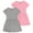 HEATHER GREY/LIGHT PINK, variant on Girls' 2-Pack Short Sleeve Cotton Dresses - Superior Comfort, Breathable, Durable, and Easy Maintenance