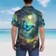 thumbnail image 4 of Balery Enchanted Forest Butterfly A Camisas hawaianas de manga corta para hombre, camisas playeras de corte holgado, camisas de vacaciones con botones,3X-Large, 4 of 7