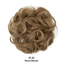 Namzi Messy Bun Hair Piece Wavy Curly for Women Hair Bun Hair Piece with Elastic Band Scrunchies Stretchy Fluffy Chignon Ponytail Hairpieces Updos for Women,Pecan Blonde