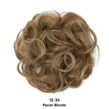 Namzi Messy Bun Hair Piece Wavy Curly for Women Hair Bun Hair Piece with Elastic Band Scrunchies Stretchy Fluffy Chignon Ponytail Hairpieces Updos for Women,Pecan Blonde