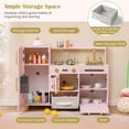 thumbnail image 6 of OLAKIDS Kids Kitchen Playset, Toddler Wooden Pretend Cooking Toy Set with Acrylic Drawing Board Ice Machine Dishwasher Cloth Drawer Stove Removable Sink Simulation Play Kitchen for Boys Girls, 6 of 9