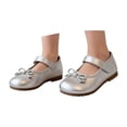 thumbnail image 2 of Gyujnb Toddler Girls Patent Bow Mary Jane Flats Adjustable Strap Non- Sole for School & Daily Wear,4-4.5 Years, 2 of 7