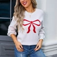 thumbnail image 4 of Luxalzxs Women Cute Bow Sweater Y2K Long Sleeve Crew Neck Knit Sweaters Teen Girls Aesthetic Pullover Top, 4 of 9