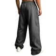 thumbnail image 5 of Men's Sweatpants Casual Stylish Wide Leg Elastic Waist Drawstring Jogging Pants Loose Fit Comfy Lightweight Lounge Travel Sweat Pants Dark Gray XL, 5 of 8