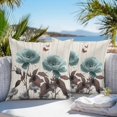 thumbnail image 3 of Teal Blue Floral Throw Pillow Covers 24x24 Inch Set of 2, Vintage Rustic Botanical Beige Wooden Waterproof Outdoor Pillow Covers, Decorative Cushion Pillowcases for Couch, Sofa, Bed, Garden, Patio, 3 of 9