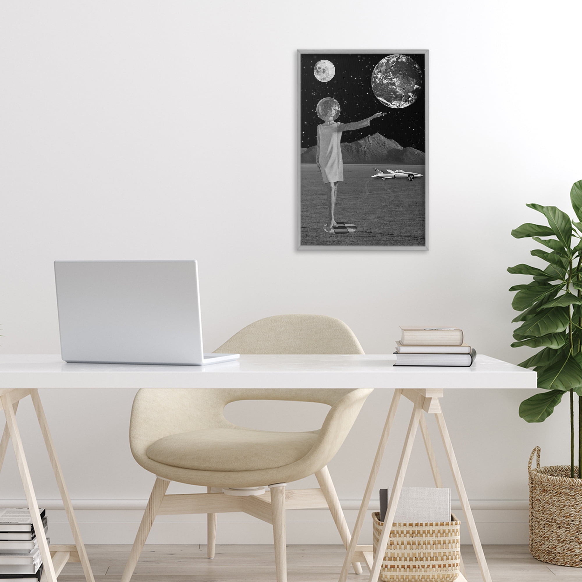 On A Mission Retro Space Gray Framed Giclee Art, design by Elo Marc