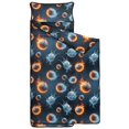 thumbnail image 2 of Baseballs and Flames Blue Teens Toddler Nap Mat with Pillow, Sleeping Mat Bag for Preschool Daycare 59"x22", 2 of 6