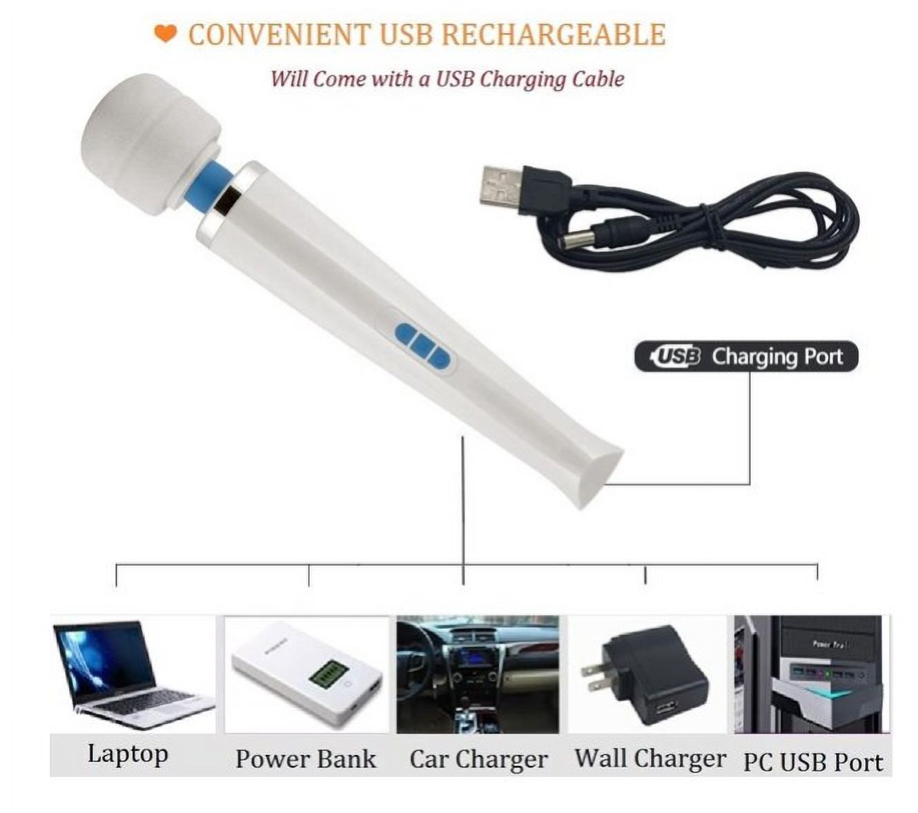 Wand Massager, 20 Vibration Modes and 8 Speeds, Rechargeable, Quiet, Cordless, for Neck Shoulder Back Foot Muscle Body Massage, Sport Recovery White