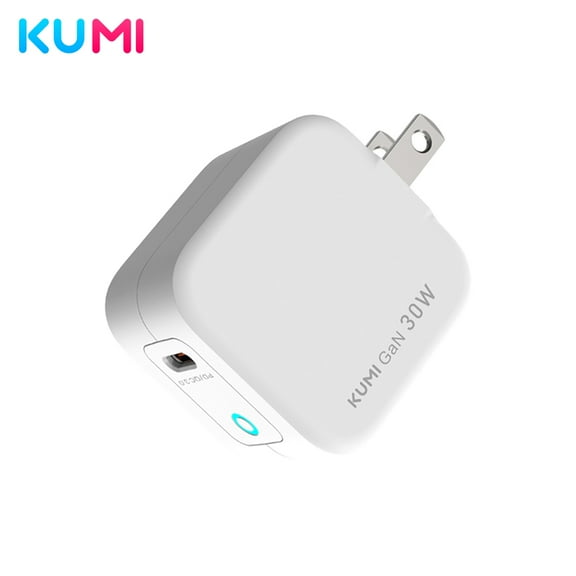 KUMI Quick Change Plug PD 30W Max Fast Charger for iOS Android devices - White