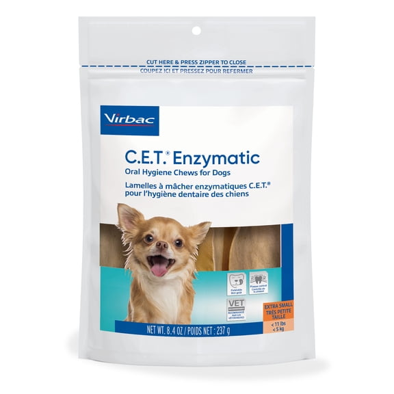 Virbac C.E.T. Enzymatic Oral Hygiene Chews For Dogs Beef/Chicken XS 30 Count