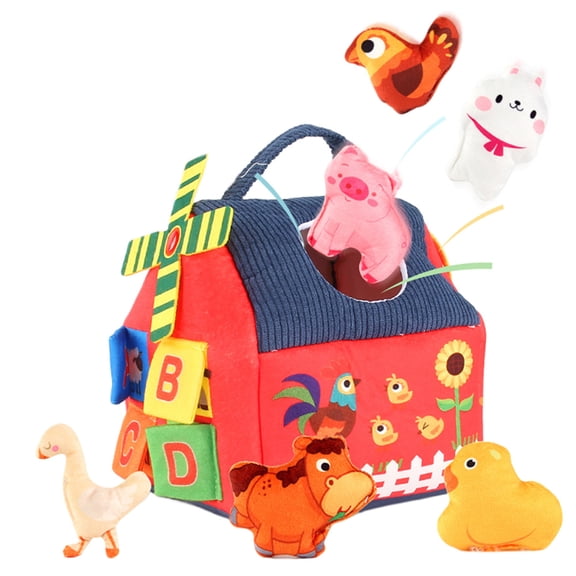 SHENERDA Plush Farm Toy for Babies Soft Portable Developmental Interactive Stuffed Animals Sensory Toys Plush Barn for Boys Girls Kids Family Children fabulous