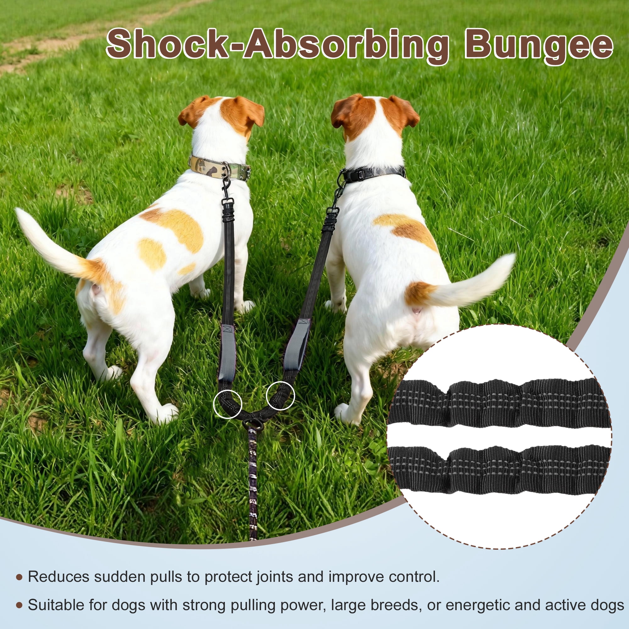 Unique Bargains Adjustable Dog Leash No Tangle Dual Leash for Two Dogs Grey