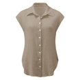 thumbnail image 2 of Ruyang Ladies Casual Solid Color Breathable Single Shirts Women's Short Sleeve Tops Cotton And Linen Women Damage Done Shirts, 2 of 7