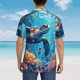 thumbnail image 4 of Balery Colorful Underwater Plant Turtle Camisas hawaianas de manga corta para hombre, camisas playeras de corte holgado, camisas de vacaciones con botones,X-Large, 4 of 7