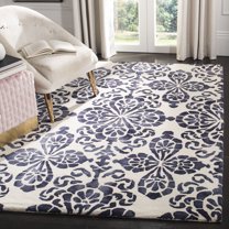 Safavieh Dip Dye Beaumont Distressed Wool Area Rug, Ivory/Navy, 5' x 8'