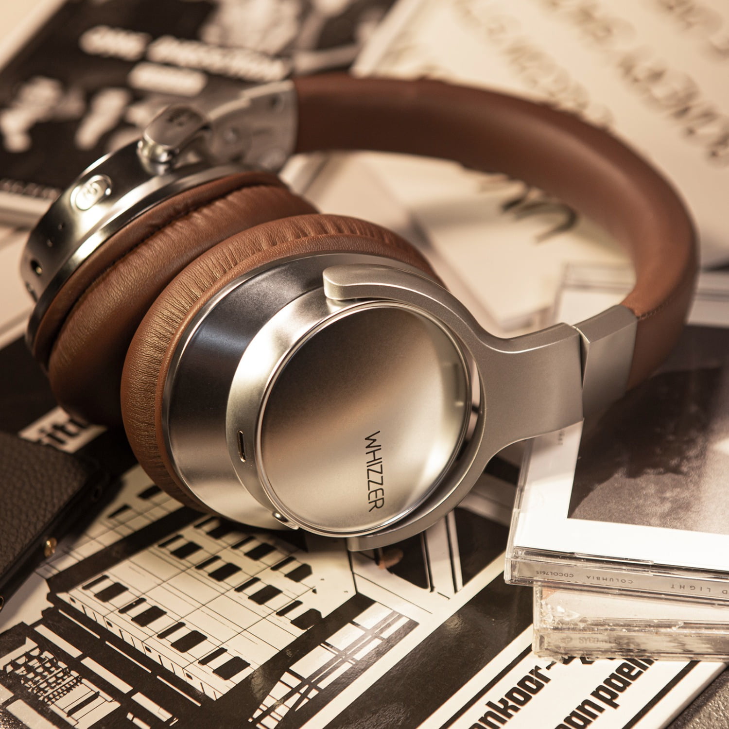 American Retro Style Headphones, Weize W1S Wireless Bluetooth ANC Over-Ear Headset for Fashion Mallard Look