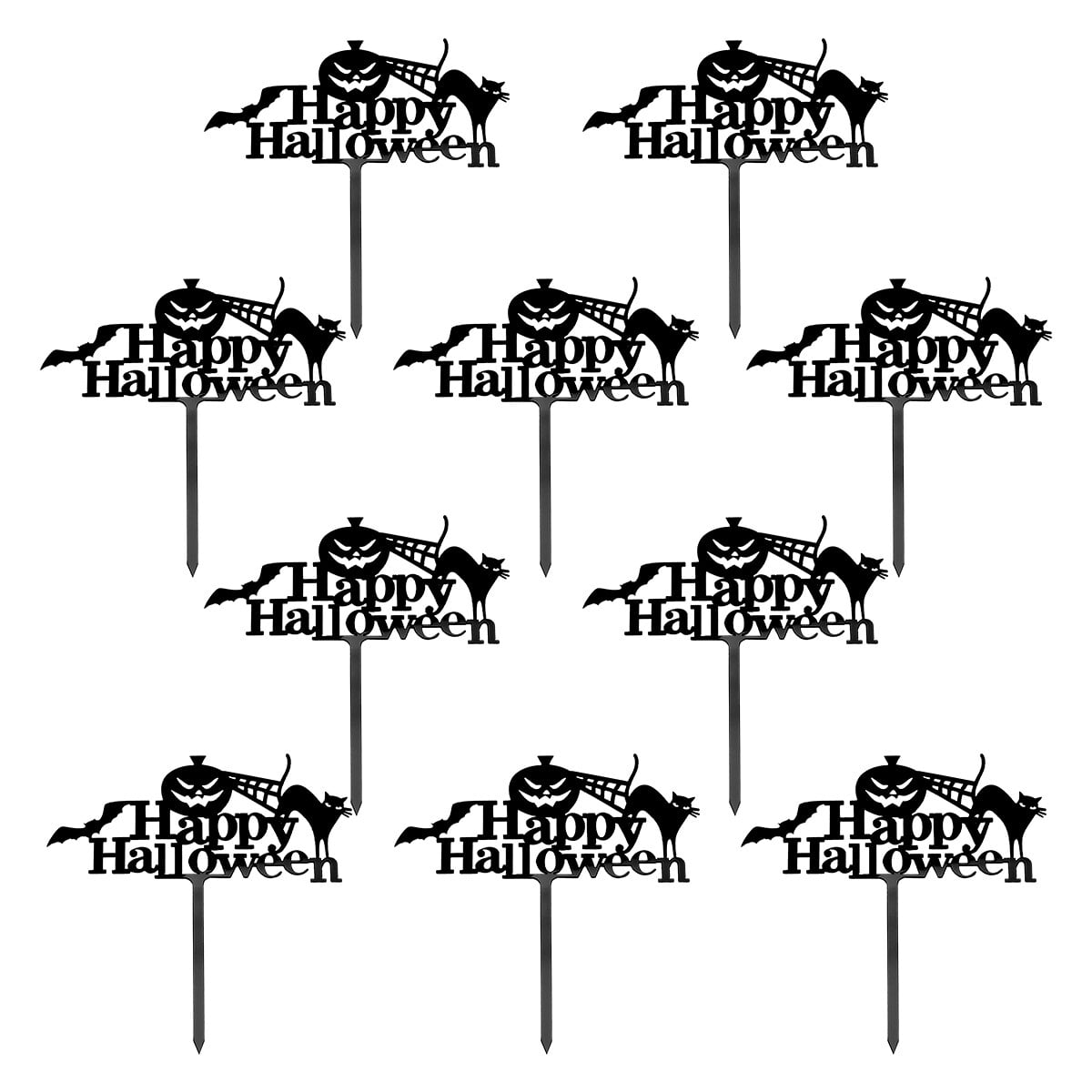OUNONA 10PCS Acrylic Cake Topper Halloween Themed Cake Decoration Party