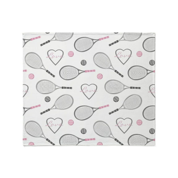 CafePress - Elegant Tennis Love Pattern Grey And Pink Throw Bl - Soft Fleece Throw Blanket, 50"x60" for All Ages