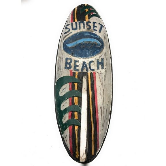 Sunset Beach Surf Sign 20" w/ Fin - Surfing Decor Accents | #bds1208550