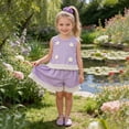 thumbnail image 6 of WUANDIXFA Kids Girl Clothes Sleeveless Tassel Flower Top and Shorts Cute Girl Summer Outfits Set Size 4-7 Years (Purple, 2-3 Years), 6 of 9