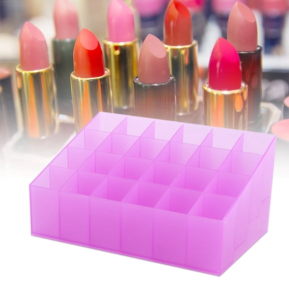 Riousery 24-Grid Lipstick Holder Display Stand Cosmetic Organizer Makeup Storage Box (Purple) - 5.7 x 3.7 x 2.8 inches / 14.5 x 9.3 x 7 cm - Elegant Vanity Space-Saving Beauty Tool Storage