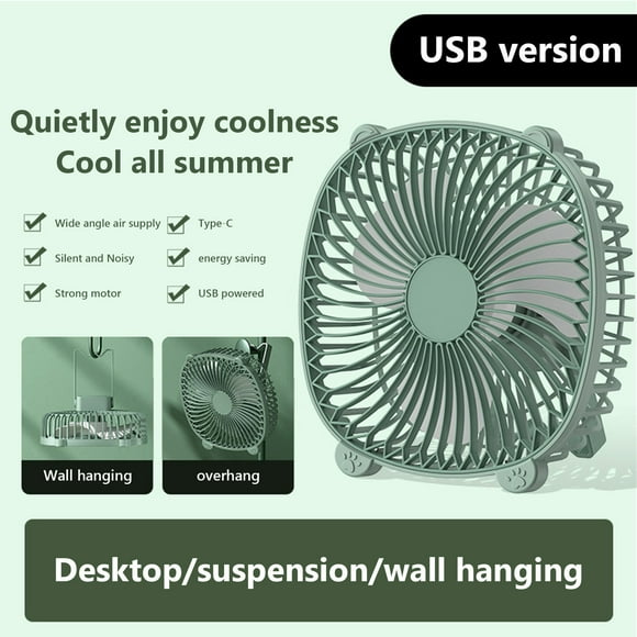 Ventilador de escritorio pequeño USB | Mini ventilador silencioso portátil para dormitorio u oficina | 5 Cuchillas | ABS ligero | Sin batería | Viento fuerte | 1 Velocidad | Alimentado por USB | 219