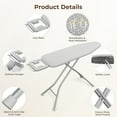 thumbnail image 5 of Foldable Ironing Board, Heavy Duty Iron Board with 9 Adjustable Heights, 4 Layer Cover and Safety Iron Rest, 52X14 Compact and Space Save Iron Board for Home Laundry Room Use, Gray&White, 5 of 9