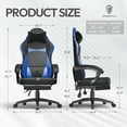 thumbnail image 6 of Dowinx Ergonomic Gaming Chair with Pocket Spring Cushion & Massage Lumbar Support - High Back Office Computer Chair with Footrest for Adults, 300LBS Capacity, Leather Design， Black and Blue, 6 of 8