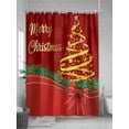 thumbnail image 5 of Fsddascl Merry Christmas Shower Curtain Set - Small 36" x 72" Washable Bathtub Curtain with 12 Hooks, Xmas Pine Tree Branch Red Bow New Year Waterproof Fabric Stall Shower Curtains for Bathroom, 5 of 6