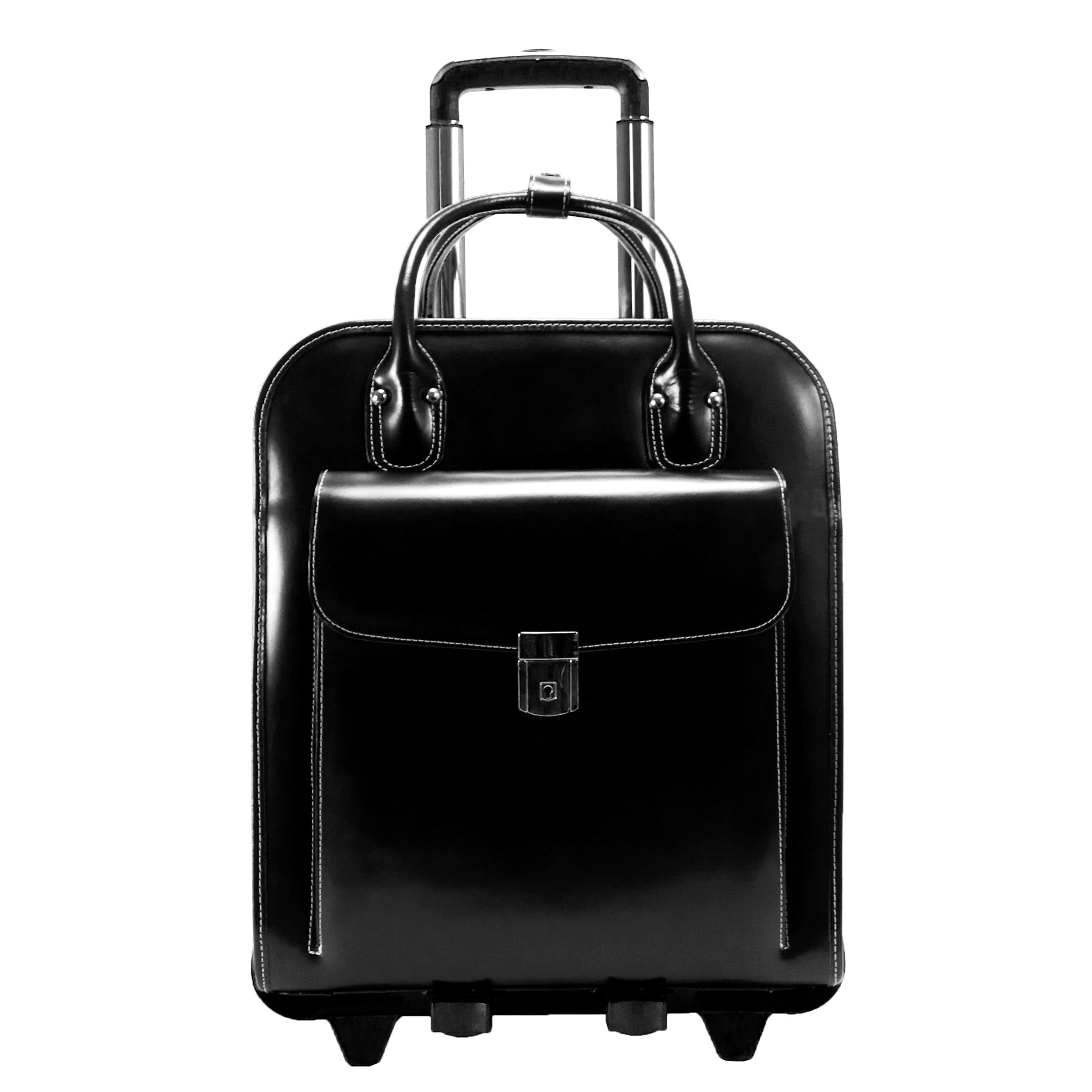 McKlein LA GRANGE, Patented Detachable -Wheeled Ladies' Laptop Briefcase, Top Grain Cowhide Leather, Black (96495)