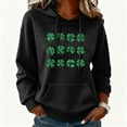 thumbnail image 2 of Women's Hooded Sweatshirt St. Patrick's Day Festival Printed Drawstring Loose Fit Casual Tops with Pocket (2XL, Black), 2 of 6
