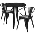 thumbnail image 2 of Emma + Oliver Commercial 30" Round Black Metal Indoor-Outdoor Table Set with 2 Arm Chairs, 2 of 5