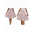 thumbnail image 2 of Women'S Elastic High Waist Floral Print Tie Front Ruffle Hem Skirt for Work and Casual Wear Apricot M, 2 of 5