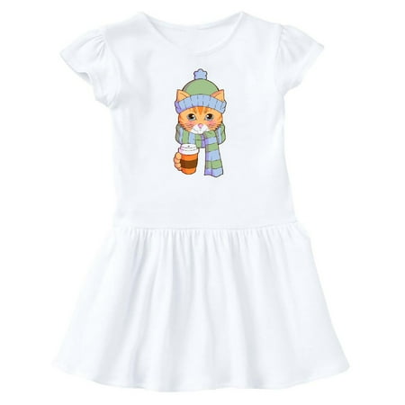 

Inktastic Cute Orange Tabby Cat in Scarf and Hat Gift Baby Girl Dress