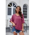 thumbnail image 4 of Sherrylily Women V Neck Oversized T Shirts Summer Short Sleeve Plus Size Casual Tops Tee, 4 of 6